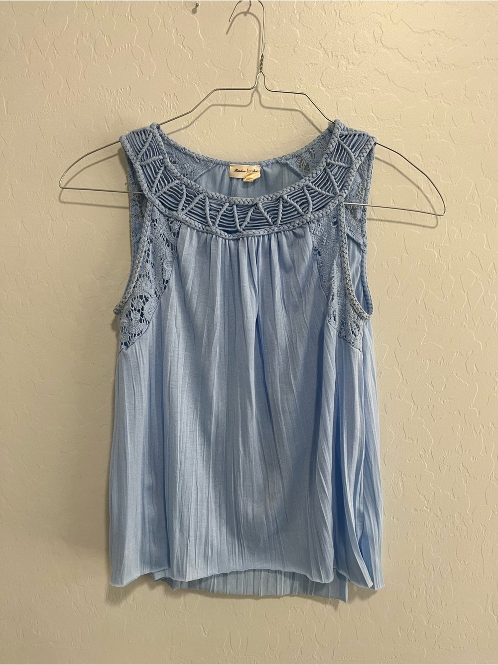 Anthropologie Meadow Blue Sleeveless Crochet Tank Top - Light Blue